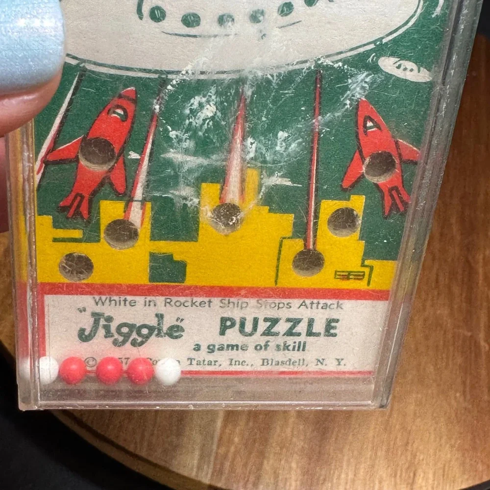 Vtg 1957 Jiggle Puzzle Stop The Martians Dexterity Game Comon Tatar Sci-Fi Toy